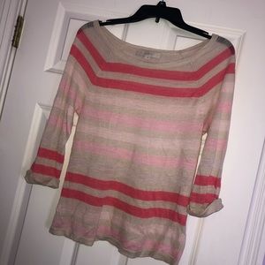 Pink and beige stripped light LOFT sweater